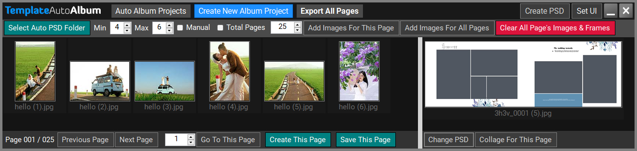 Photoshop Toolkit Template Auto Album interface